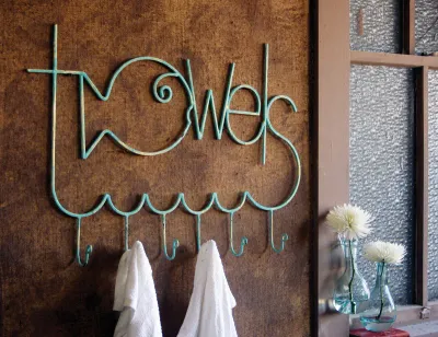 Turquoise Metal Fish Towel Rack