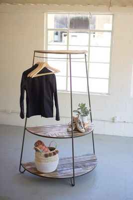 Triple-Tiered Wood &amp; Metal Demi Lune Display Unit