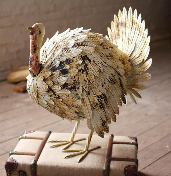 Antique White Painted Metal Turkey Antique White Painted Metal Turkey