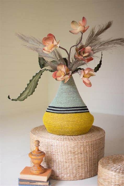 Seagrass Mustard w/Black Stripes Teardrop Vessel