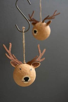 Paper Mache Reindeer Christmas Ornament
