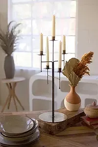 Antique Brass Tabletop Candelabra w/5 Taper Candle Holders