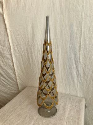Glass Gold Bead Finial Tree 17.25" Glass Gold Bead Finial Tree 17.25"