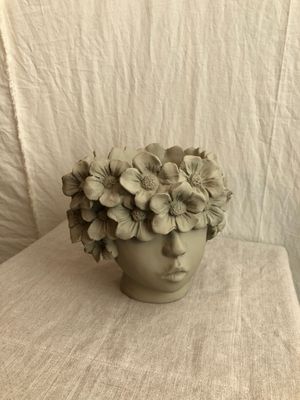 Taupe Garden Flower Lady Vase 7.75" Taupe Garden Flower Lady Vase 7.75"