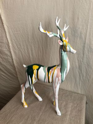 White &amp; Colorful Reindeer I 17&quot;