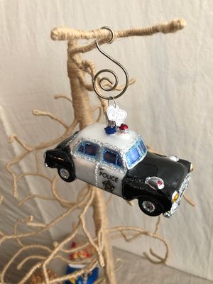 Police Car Glass Ornament