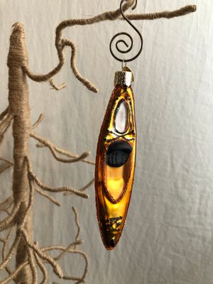 Kayak Gold Glass Ornament