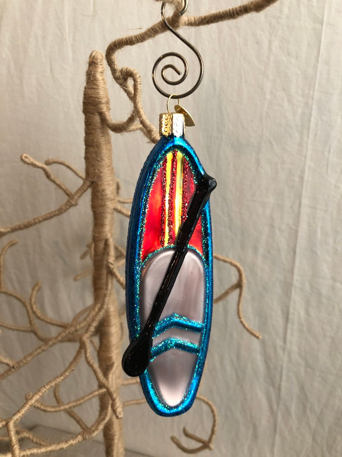 Paddleboard Glass Ornament Blue