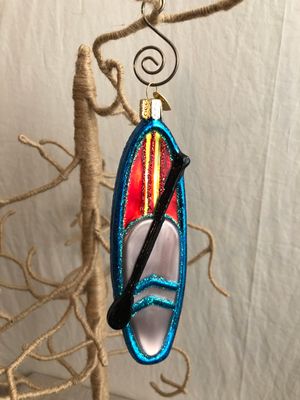 Paddleboard Glass Ornament Blue