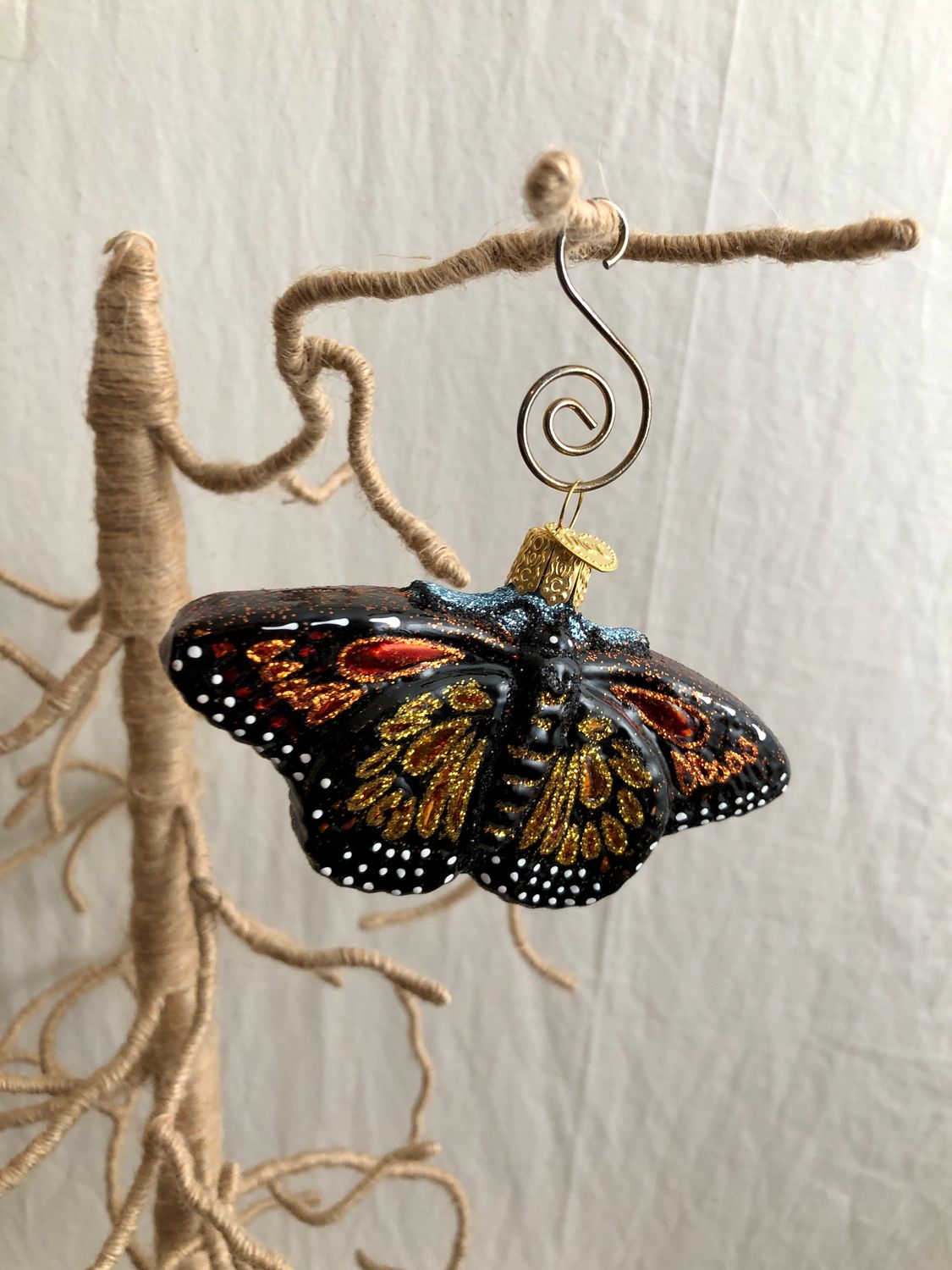 Butterfly Glass Ornament Black