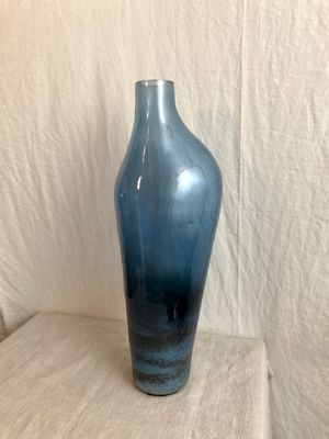 Glass Bottle Vase Blue 14.75&quot;