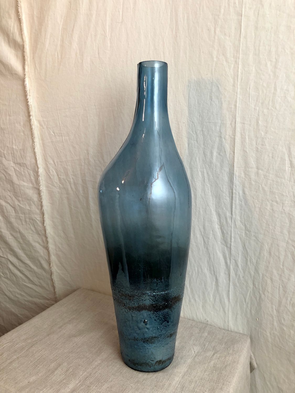 Glass Bottle Vase Blue 19.25"