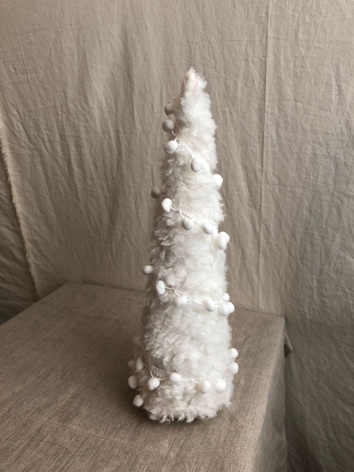 Pompon Fur Cone Tree 12"