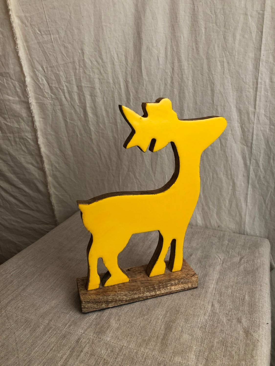 Wooden Reindeer 9" - Yellow Wooden Reindeer 9" - Yellow