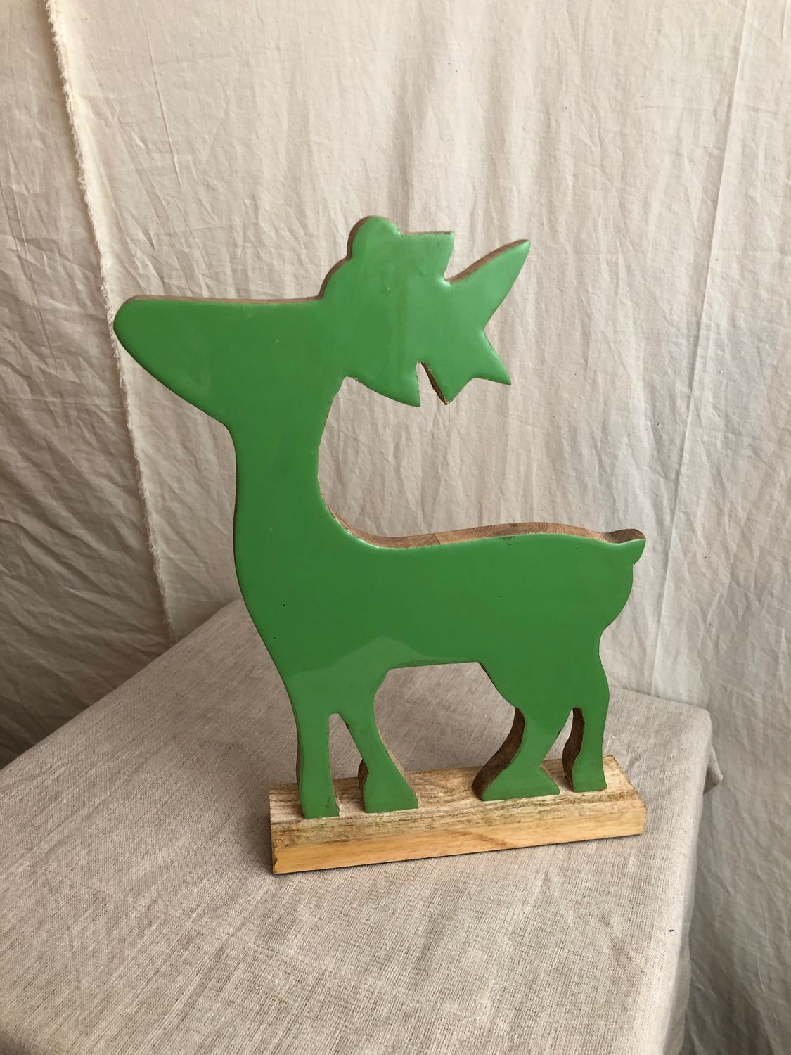 Wooden Reindeer 13.5" - Green Wooden Reindeer 13.5" - Green