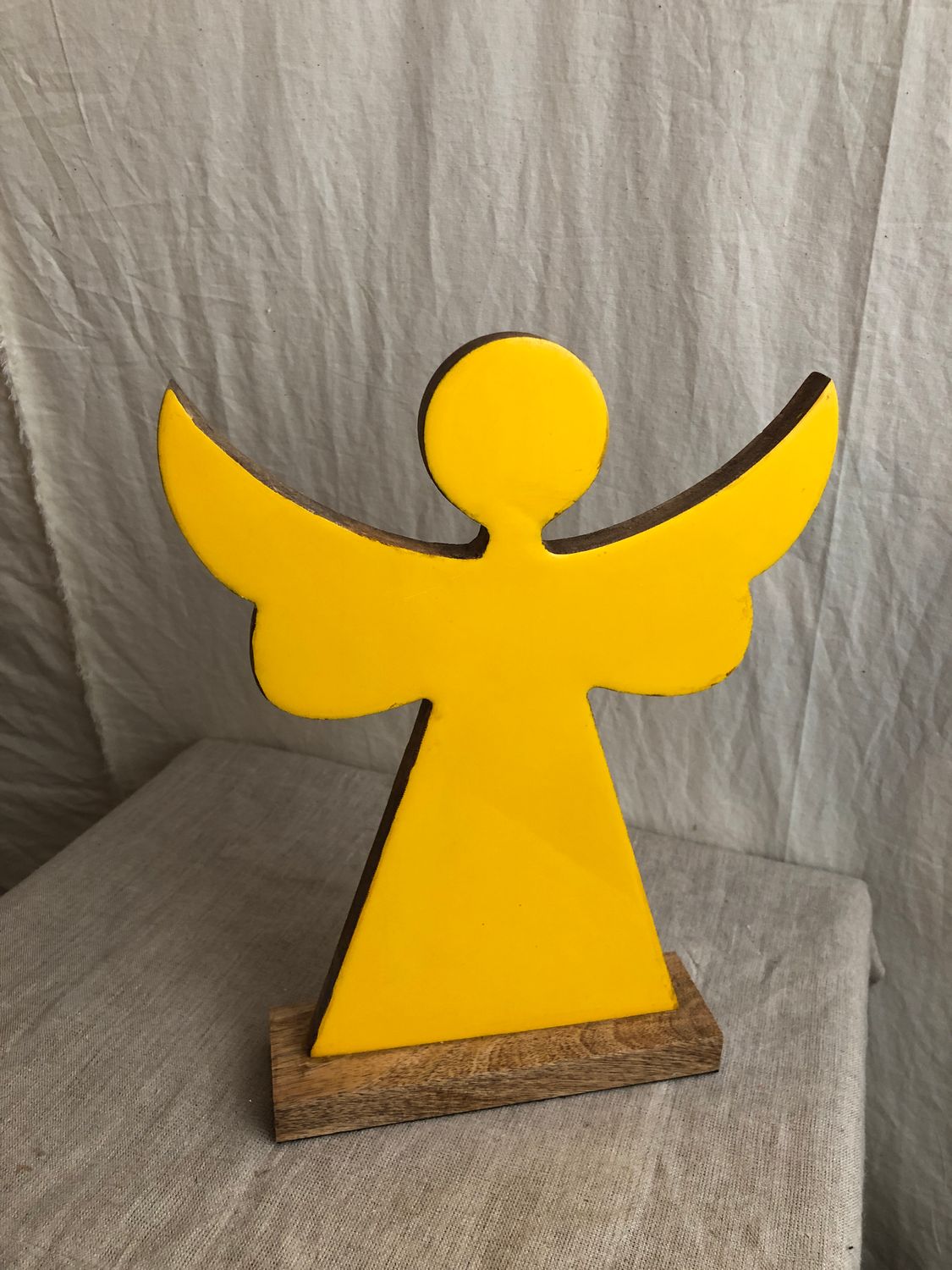 Wooden Angel 11.5&quot; - Yellow