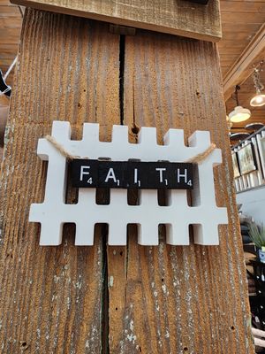 Picket Fence Scrabble Plaque - Faith 5.75&quot;L x 3.5H