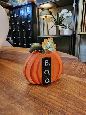 Pumpkin Plaque Boo 4&quot; x 4&quot;T