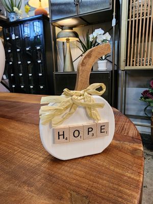 Wooden Scrabble Pumpkin-Hope 4.5&quot; x 6&quot;T