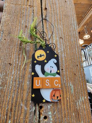 Ghost Sm Tag Ornament USC Orange 2.5&quot;L x 4.5&quot;H