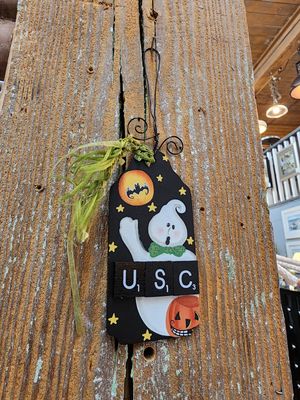 Ghost Sm Tag Ornament USC Black 2.5&quot;L x 4.5&quot;H