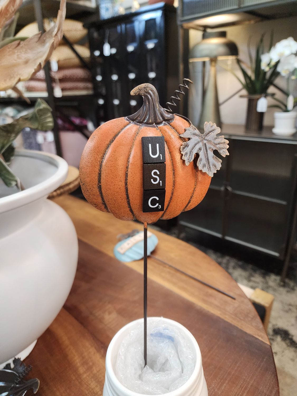 Metal Pumpkin Stake - Orange USC 4.5&quot;L x 13&quot;H