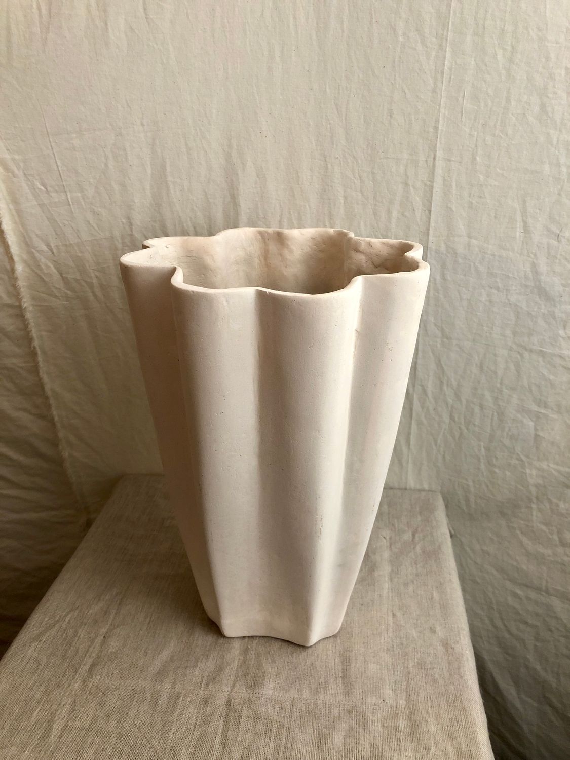 Fluted Paper Mache Vase Fluted Paper Mache Vase