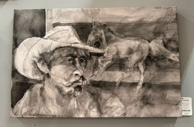 Kathy Morganelli - &quot;Cowboy Dreamer&quot; - B&amp;W - 21.5&quot; x 14&quot;T