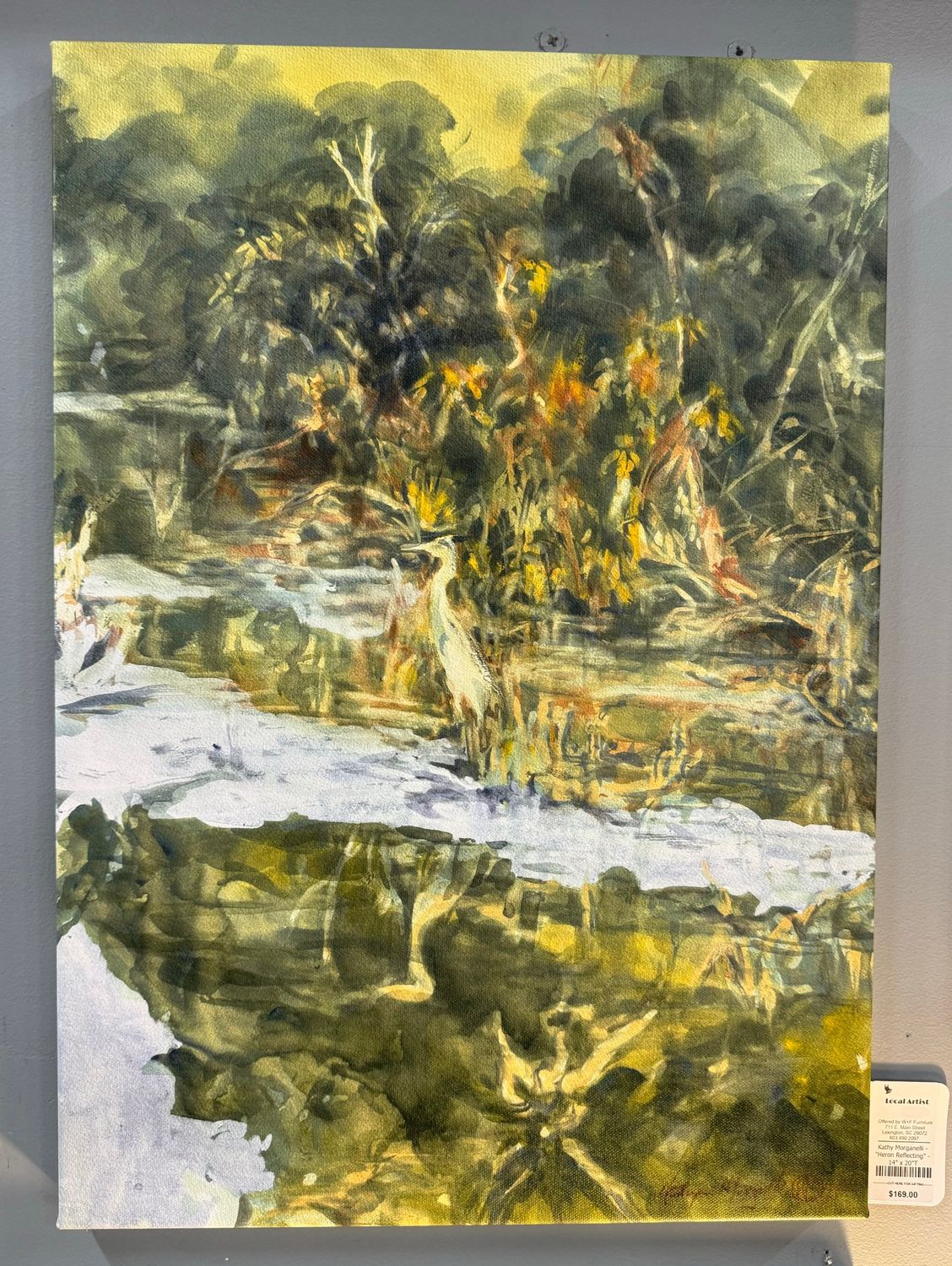 Kathy Morganelli - &quot;Heron Reflecting&quot; - 14&quot; x 20&quot;T
