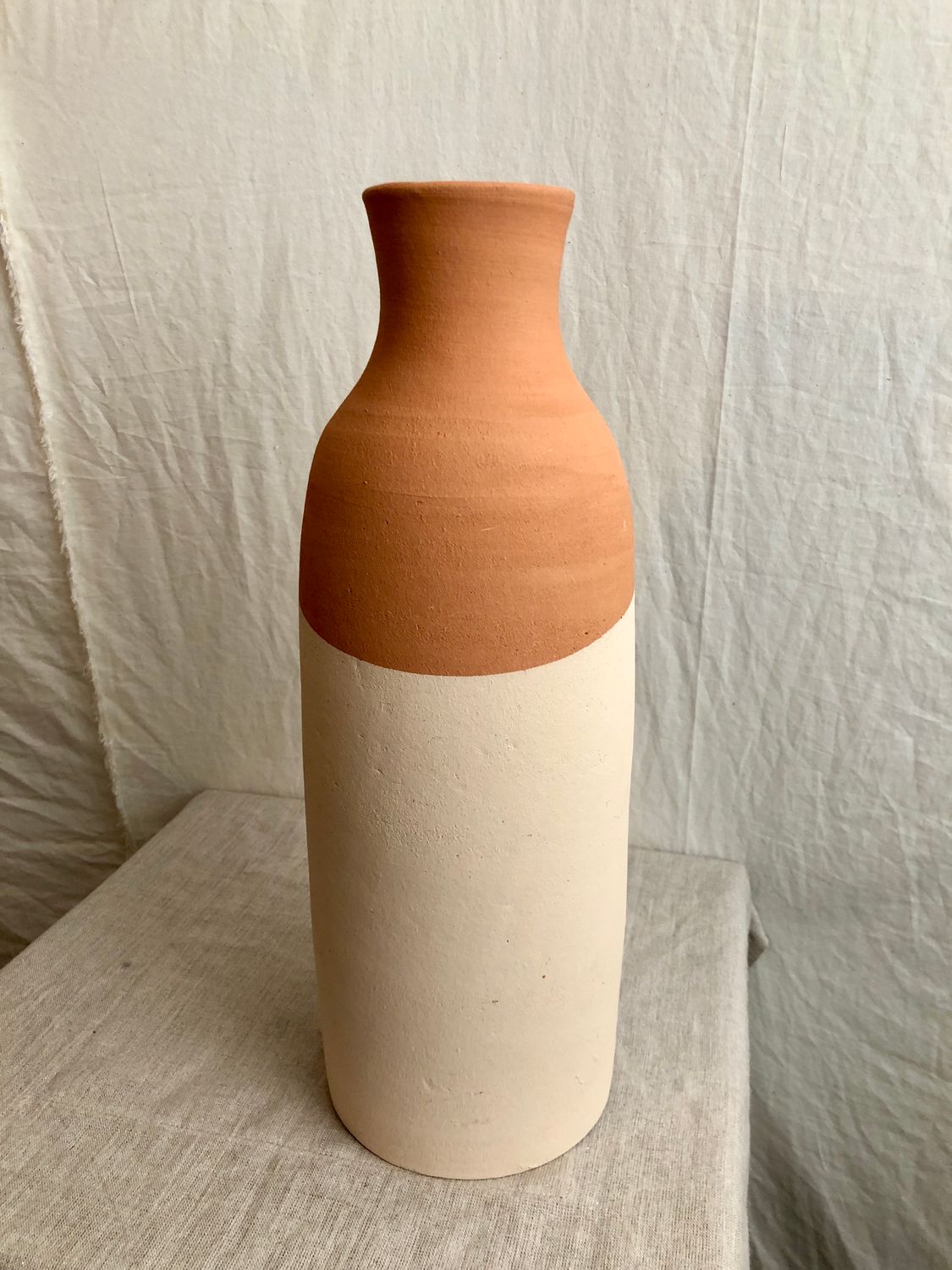Ivory-Dipped Clay Vase Lg