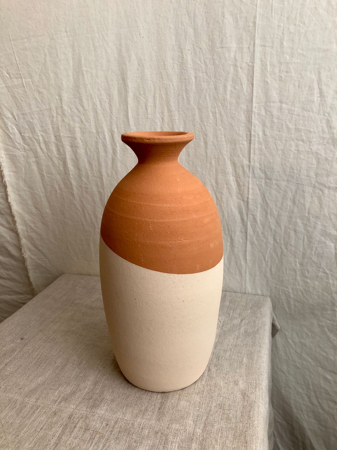 Ivory-Dipped Clay Vase Med