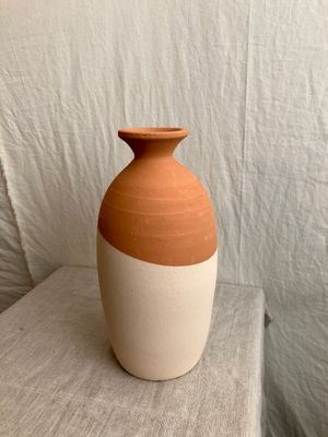 Ivory-Dipped Clay Vase Med