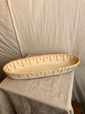 Paper Mache Oval Bowl w/Cane Weaving Lg