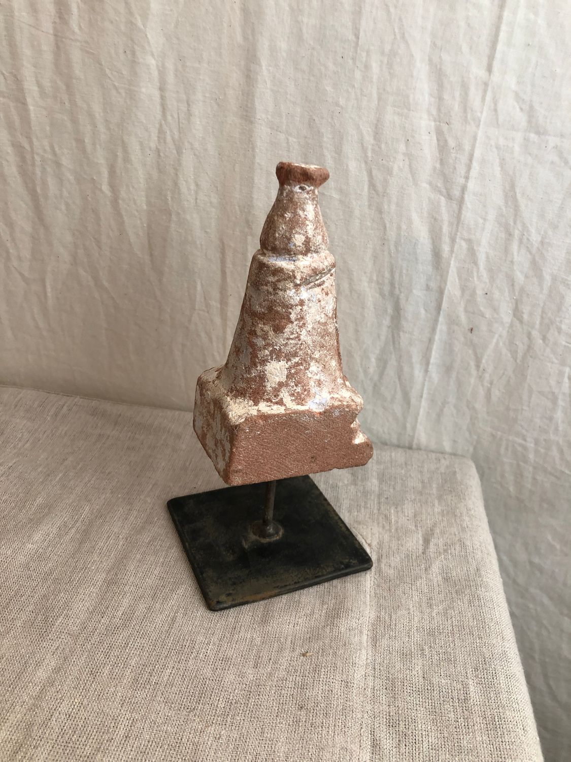 Repurposed Stone Finials On Iron Base Lg