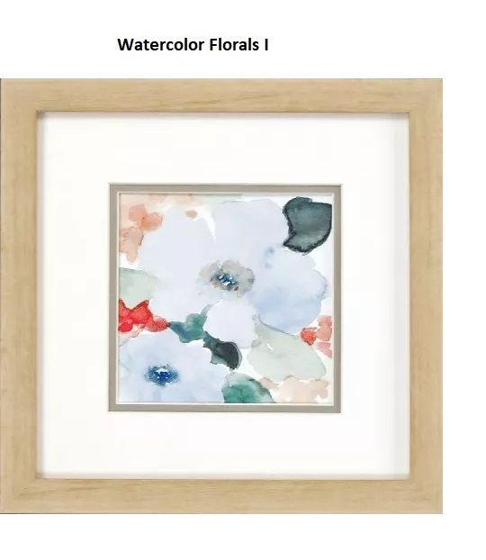 Watercolor Florals I  12&quot; x 12&quot;T