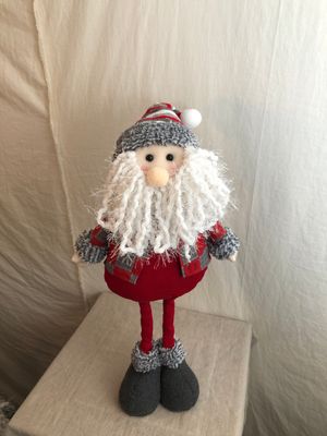 Plush Red &amp; Gray Santa Tall w/Striped Hat