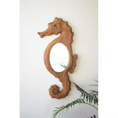 Wood Framed Seahorse Mirror