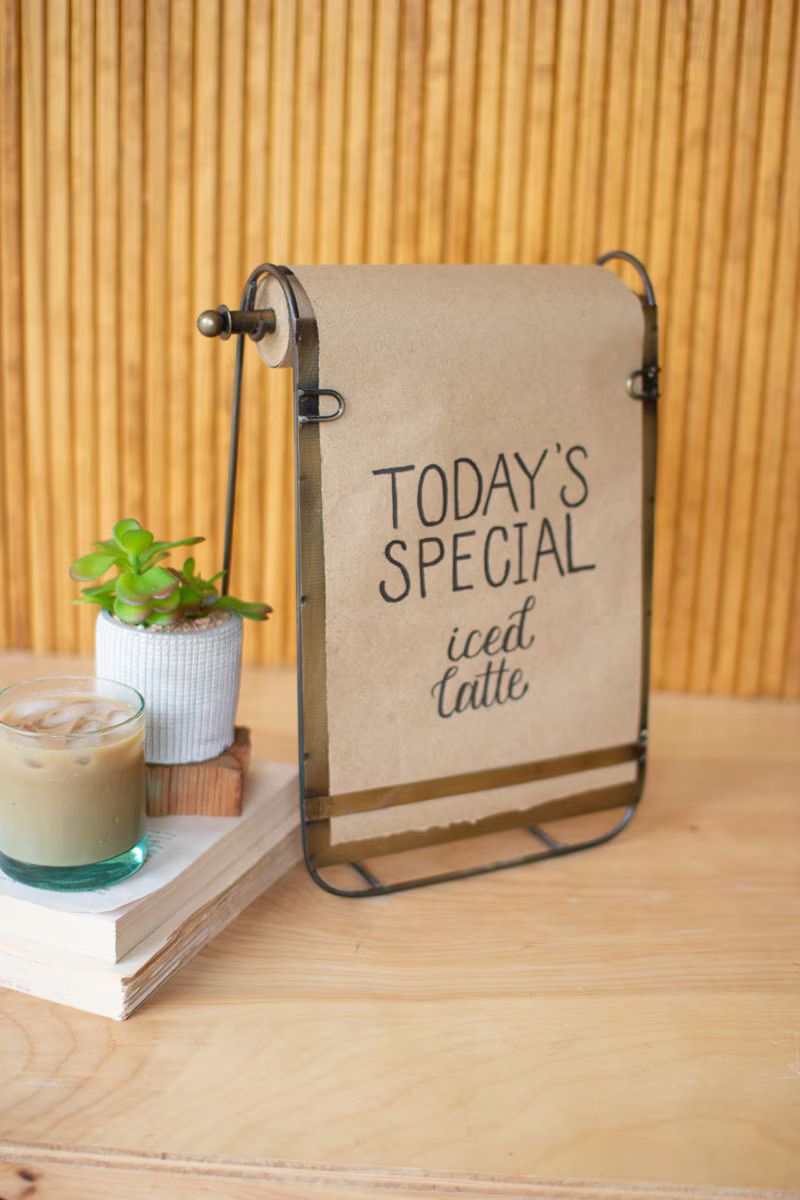 Antique Brass Table Top Note Roll w/Easel Antique Brass Table Top Note Roll w/Easel