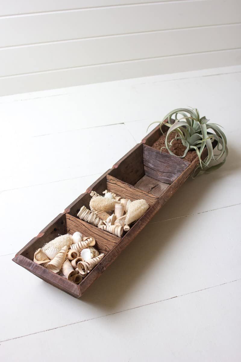 4 Section Recycled Wood Succulent Tray