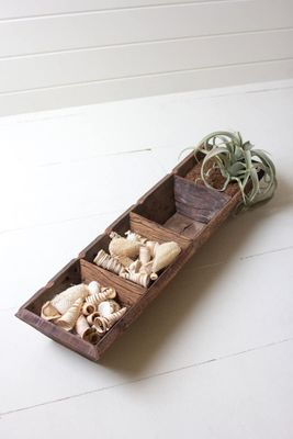 4 Section Recycled Wood Succulent Tray