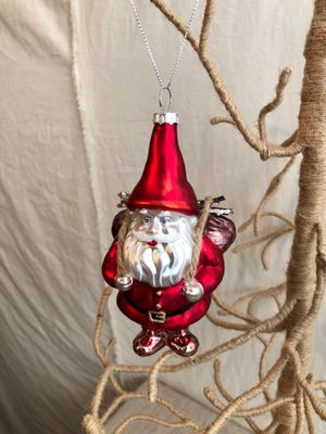 Glass Woodland Santa - Red