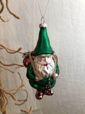 Glass Woodland Santa - Green