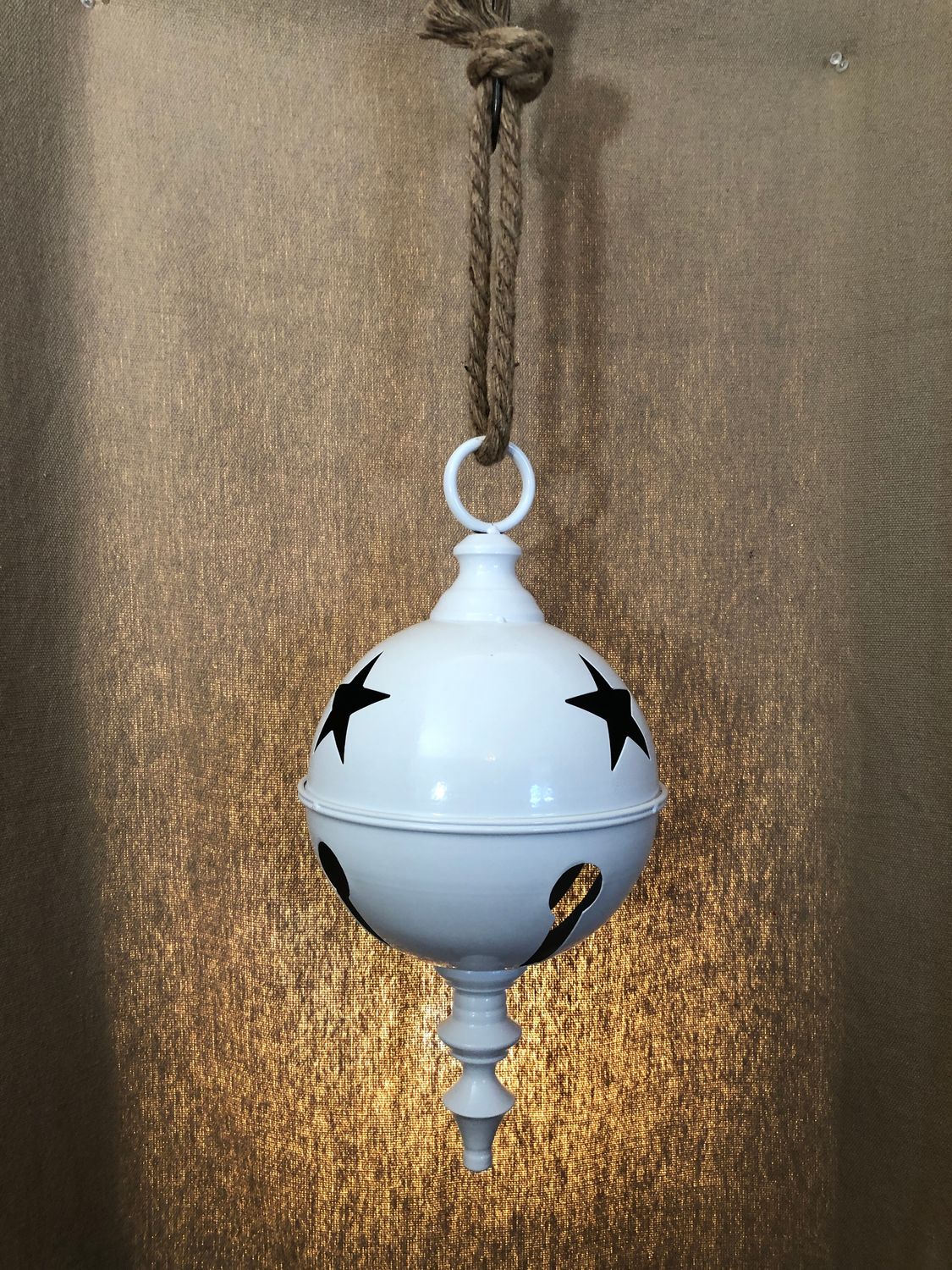 White Metal Star Finial Bell Med White Metal Star Finial Bell Med