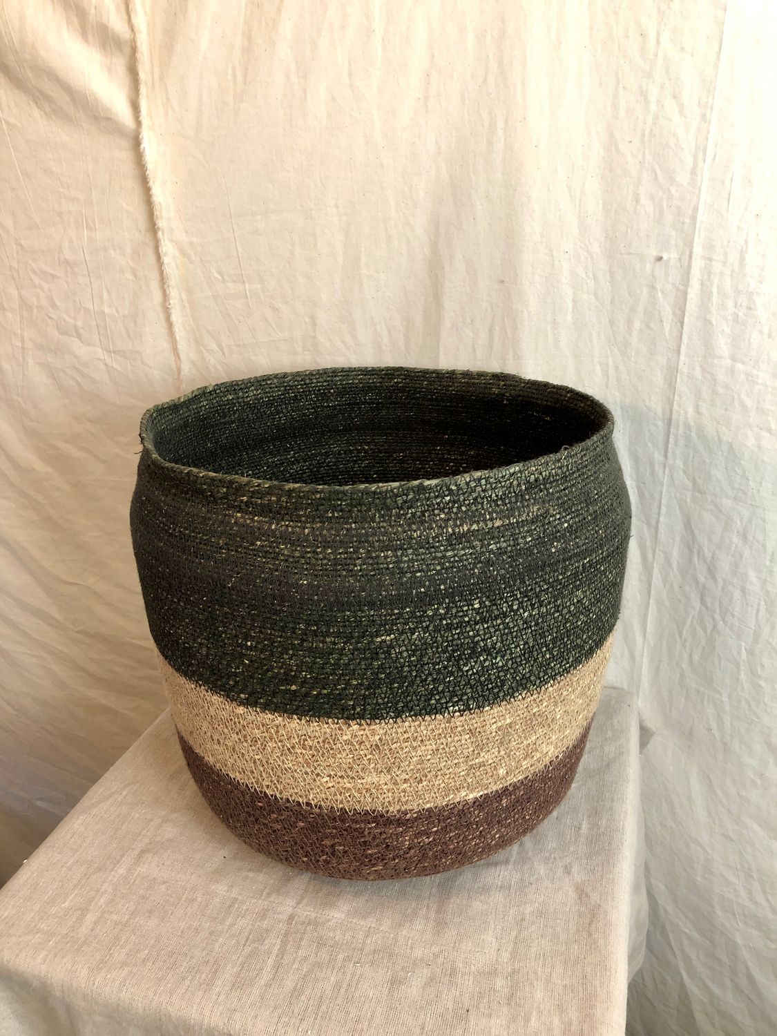 Seagrass Multi Stripe Storage Basket Lg Seagrass Multi Stripe Storage Basket Lg