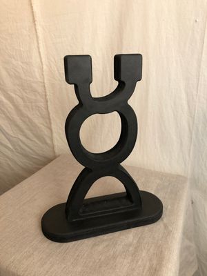 Black Wooden Taper Candle Holder Lg