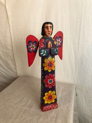 Painted Wooden Angel - Purple