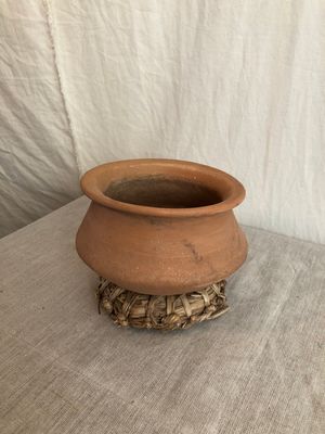 Terracotta Vessel w/Woven Seagrass Base Sm