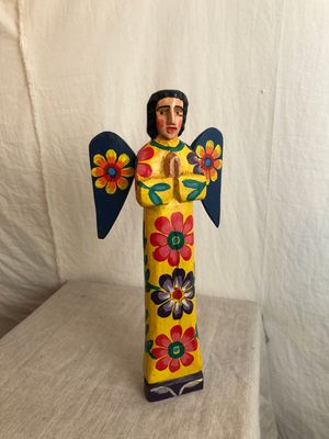 Painted Wooden Angel - Yellow