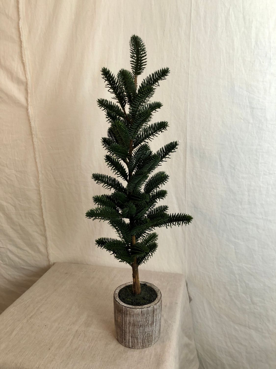 Artificial Pine Tree in Cement Pot Sm