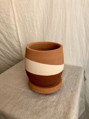 Double-Dipped Clay Pot w/Drip Tray - Red